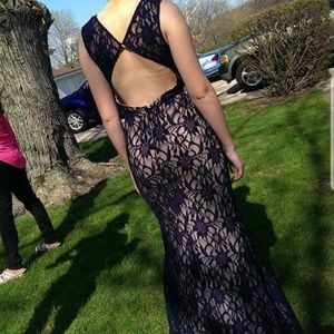 Navy lace formal dress